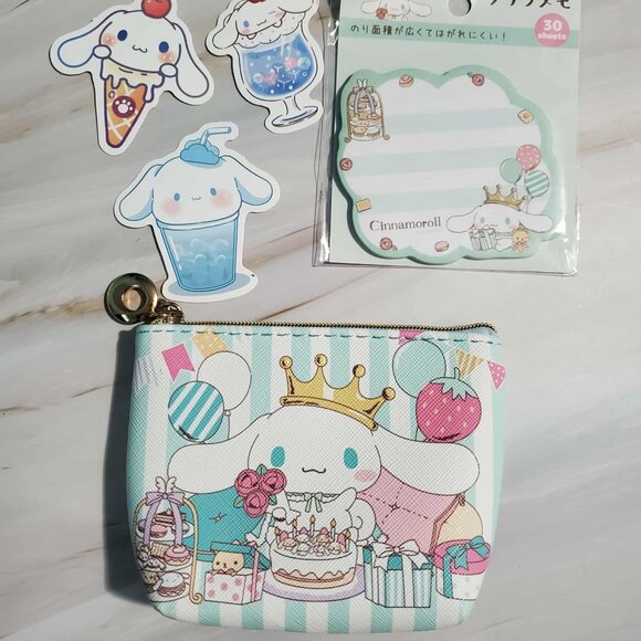 ✨2/$20 - Sanrio Cinnamoroll Coin Purse + Sticky Memo Pad = Stickers Bundle - Picture 1 of 1